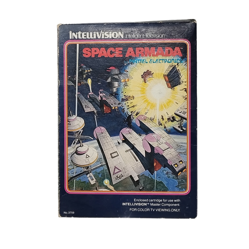 Mattel Intellivision Space Armada Game Boxed 1981 Retro Sci-Fi Shooter Cartridge